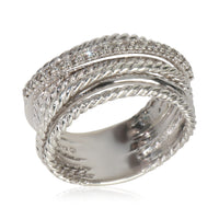 David Yurman Sterling Silver Diamond Crossover Ring