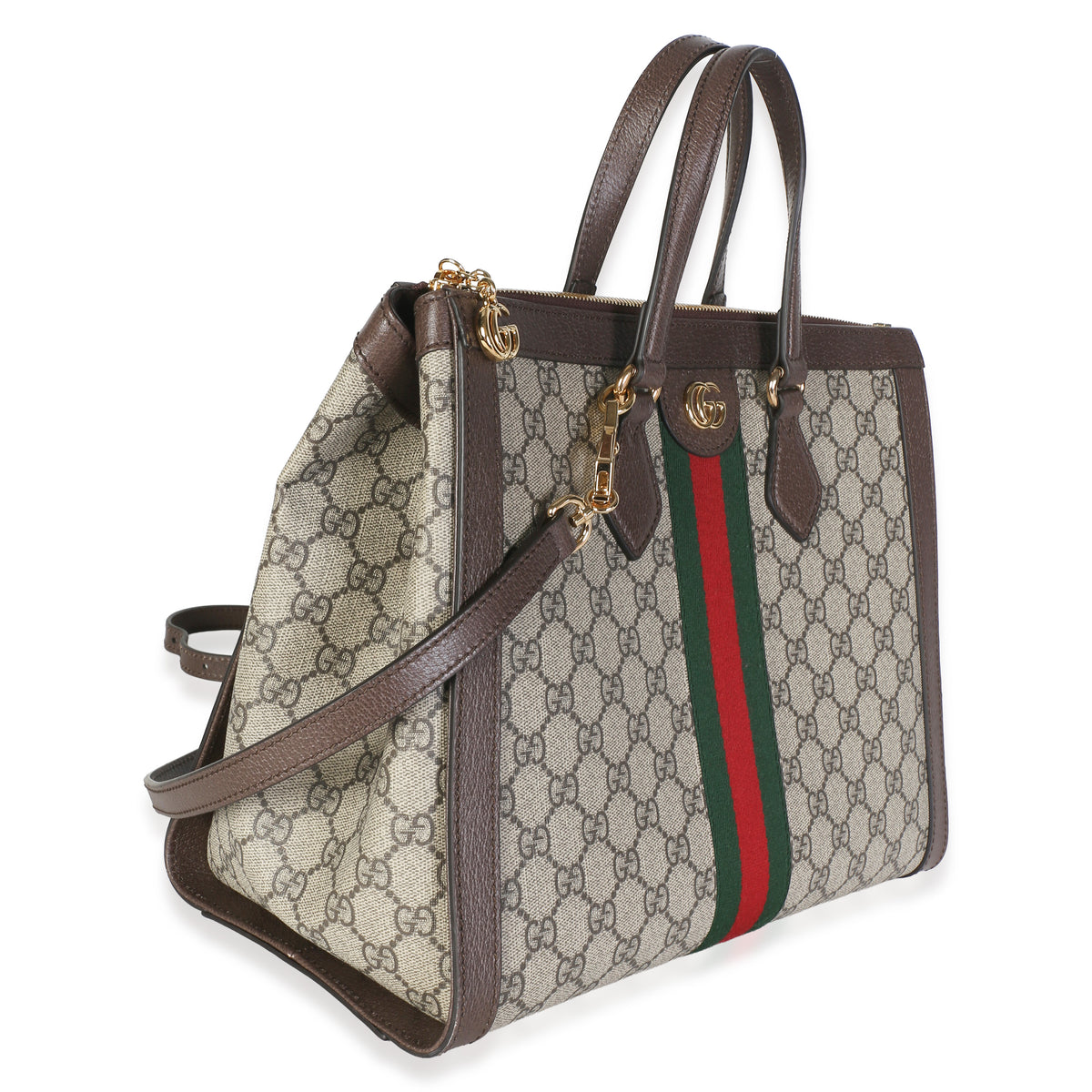 Gucci Beige GG Supreme Monogram Web Medium Ophidia Tote Handbag 3