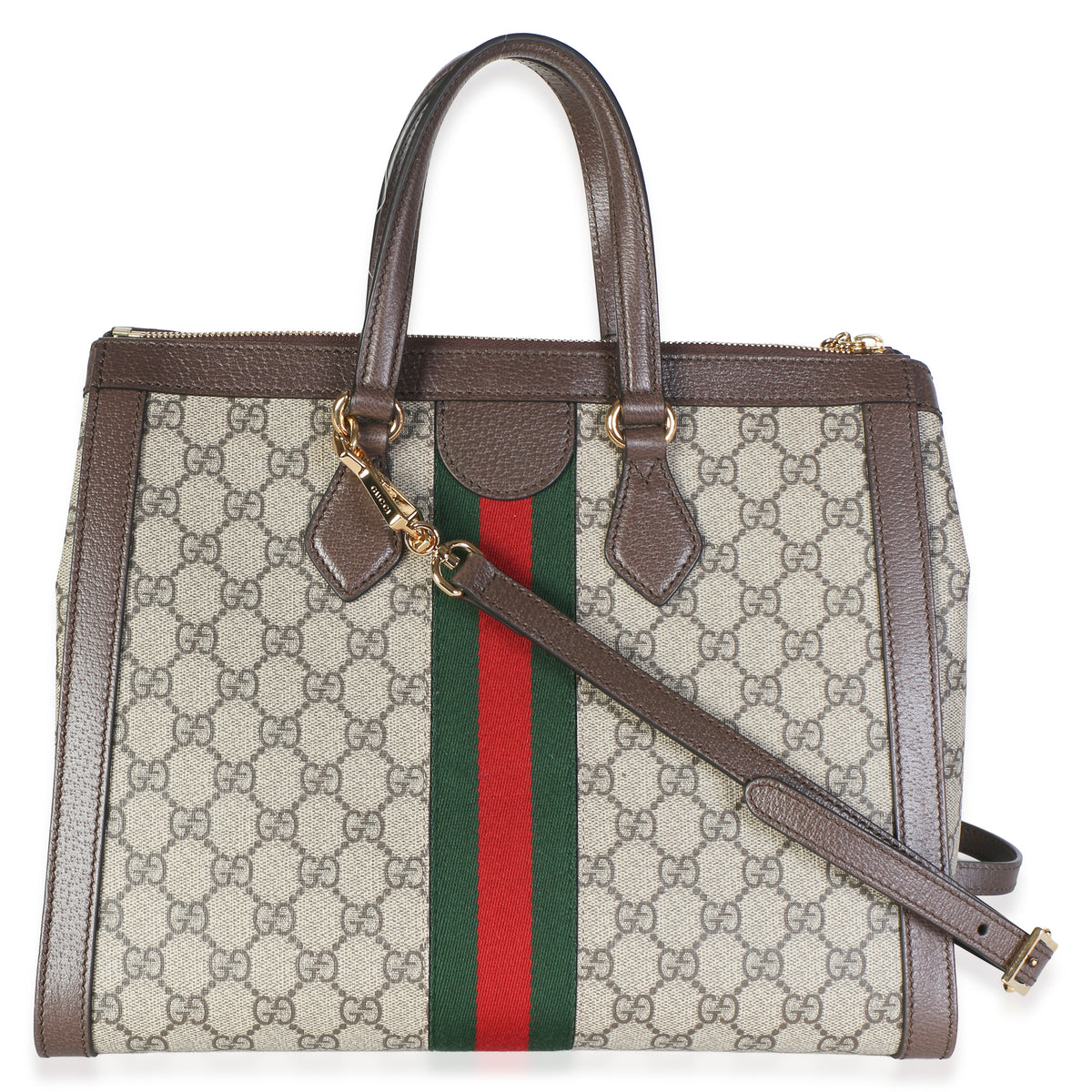 Gucci Beige GG Supreme Monogram Web Medium Ophidia Tote Handbag 4