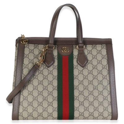 Gucci Beige GG Supreme Monogram Web Medium Ophidia Tote Handbag id