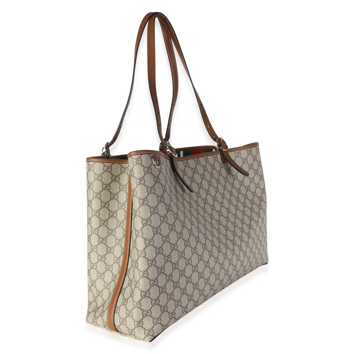 Gucci Beige Brown GG Supreme Monogram Emblem Maxi Tote Handbag 3
