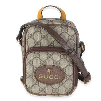 Gucci Beige Brown GG Supreme Canvas Neo Vintage Mini Messenger Bag Handbag id