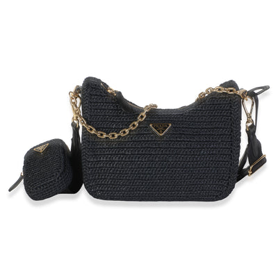 Prada Black Yarn Raffia Effect Crochet Re Edition 2005 Bag Handbag id