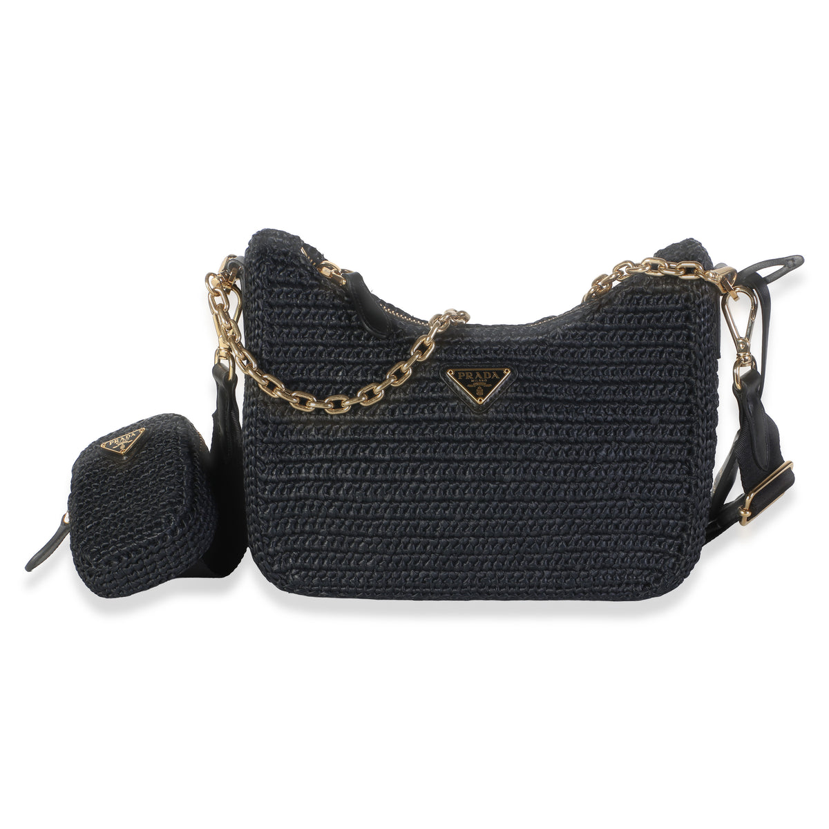 Prada Black Yarn Raffia Effect Crochet Re Edition 2005 Bag Handbag id