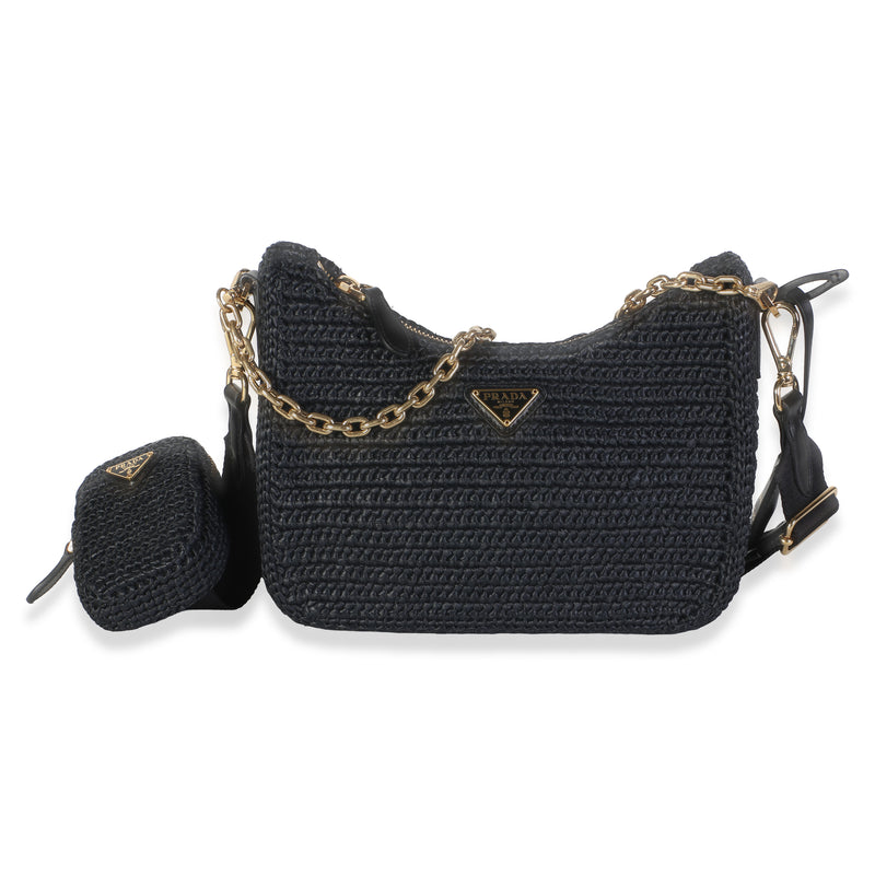 Prada Black Yarn Raffia Effect Crochet Re Edition 2005 Bag Handbag id