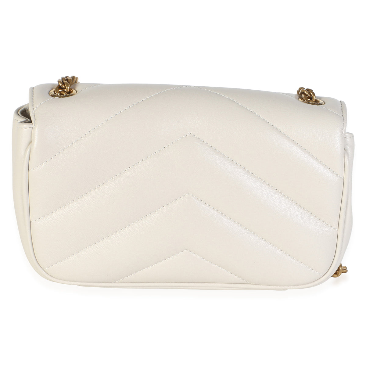 Saint Laurent Crema Chevron Lambskin Monogram Mini Loulou Bag Handbag 4