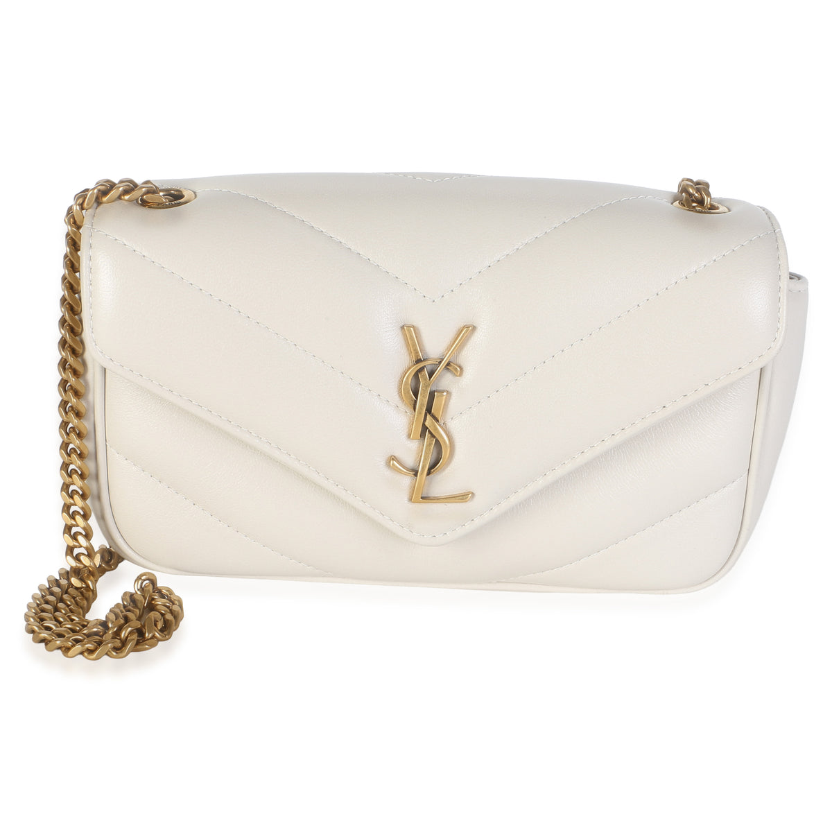 Saint Laurent Crema Chevron Lambskin Monogram Mini Loulou Bag Handbag id