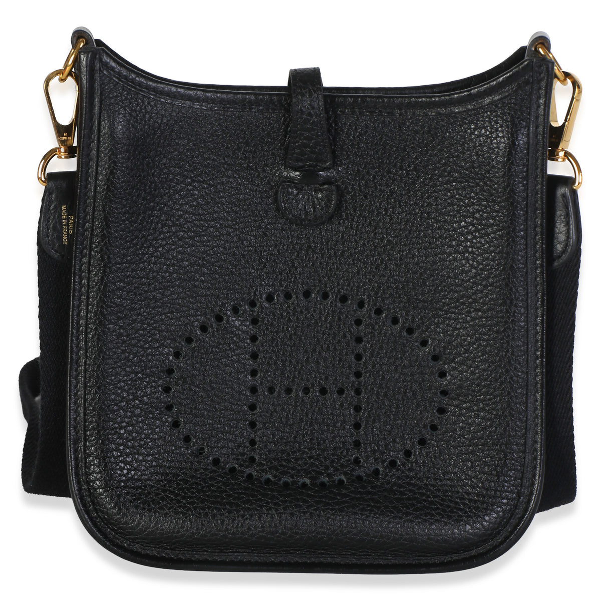 Hermès Black Clemence Mini Evelyne TPM 16 GHW Handbag fv