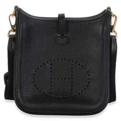 Hermès Black Clemence Mini Evelyne TPM 16 GHW Handbag id