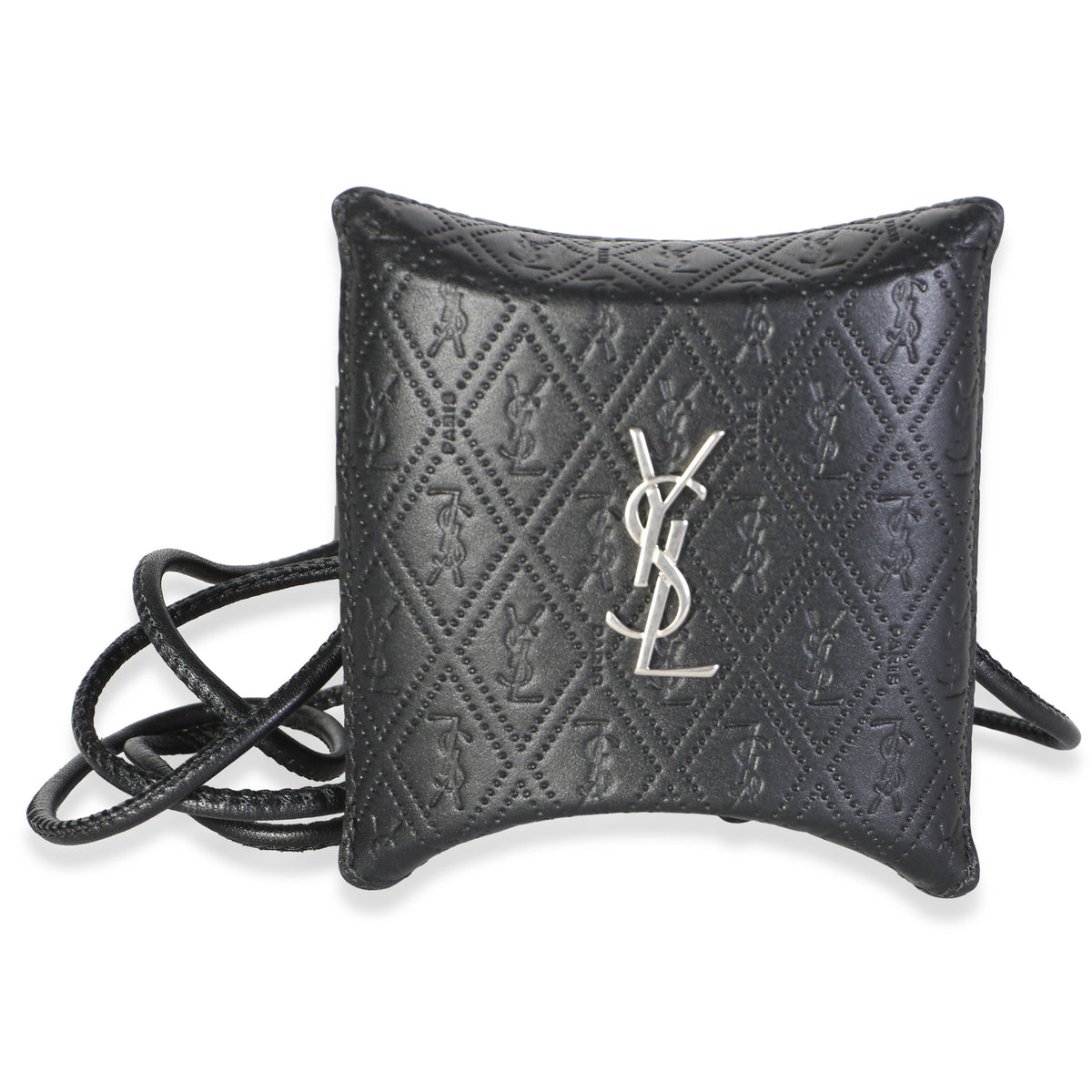 Saint Laurent Black Leather Sunrise Airpods Case fv