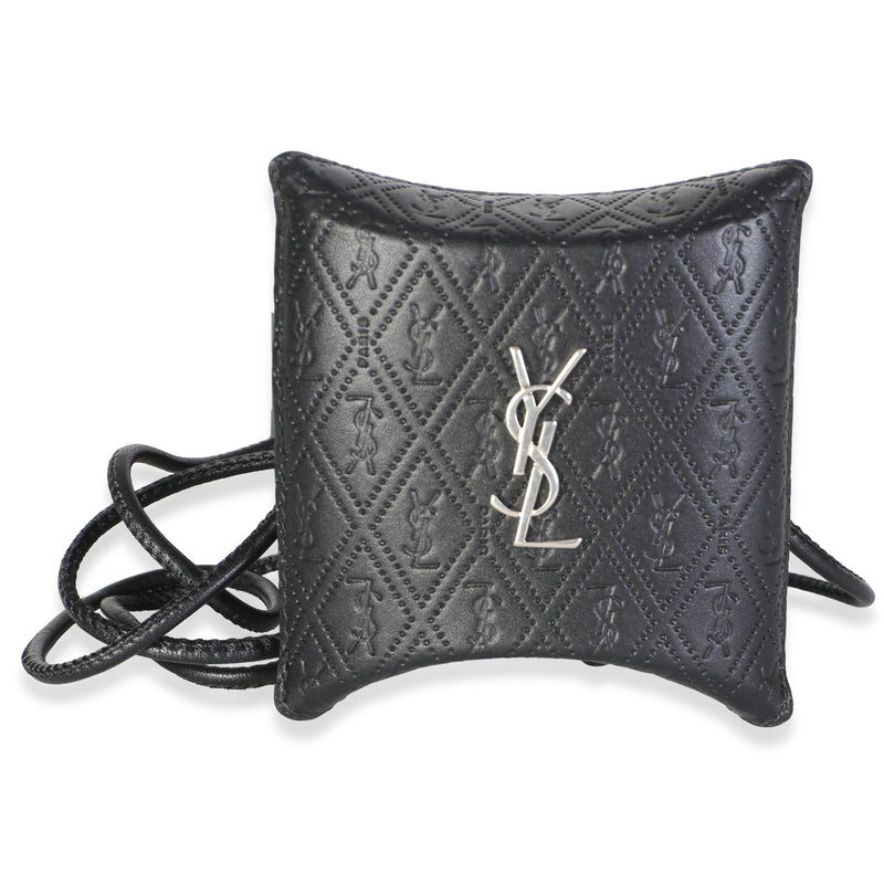 Saint Laurent Black Leather Sunrise Airpods Case fv