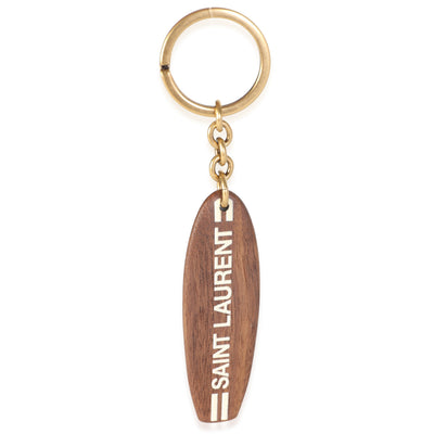 Saint Laurent Brown Wood Surfboard Key Chain fv