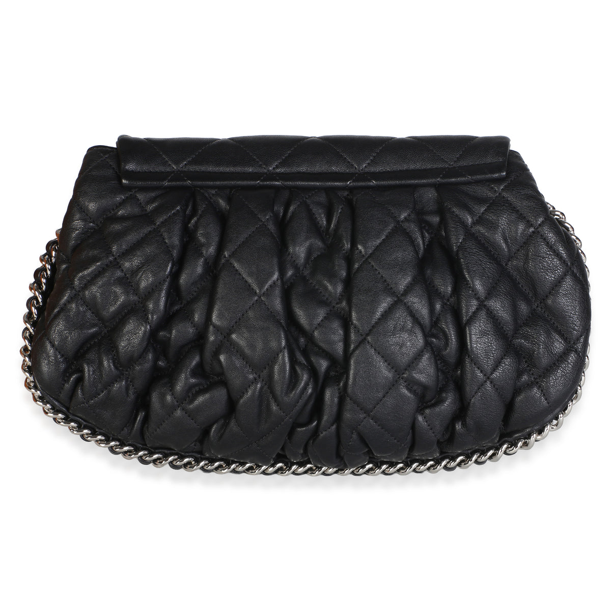Chanel Black Washed Quilted Lambskin Medium Chain Around Flap Bag Handbag 4