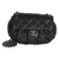 Chanel Black Washed Quilted Lambskin Medium Chain Around Flap Bag Handbag id
