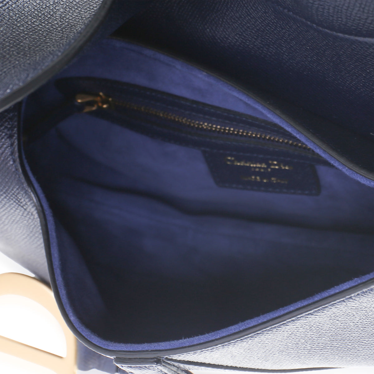 Christian Dior Deep Ocean Grained Calfskin Medium Saddle Bag Handbag 8