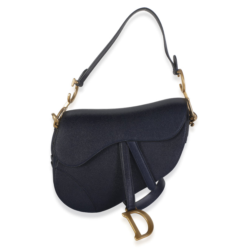 Christian Dior Deep Ocean Grained Calfskin Medium Saddle Bag Handbag id