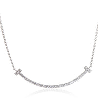 Tiffany & Co. White Gold Diamond Small Model Tiffany T Smile Necklace fv