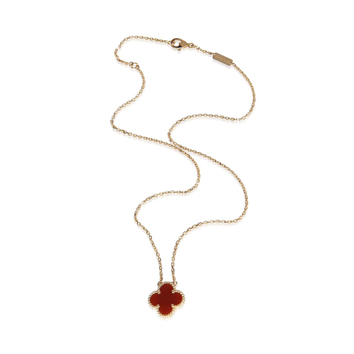 Van Cleef & Arpels Yellow Gold Carnelian Vintage Alhambra Pendant 3