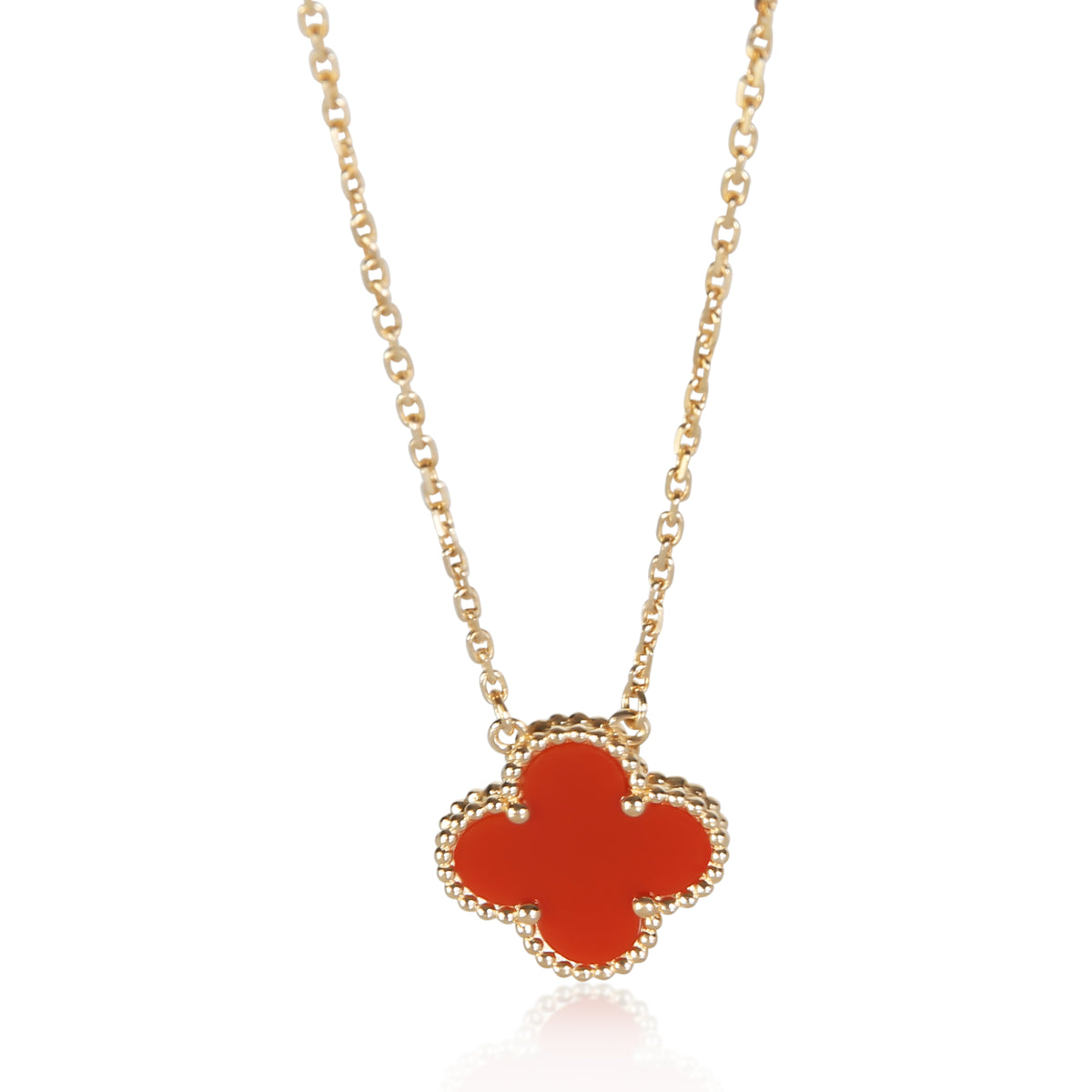 Van Cleef & Arpels Yellow Gold Carnelian Vintage Alhambra Pendant fv