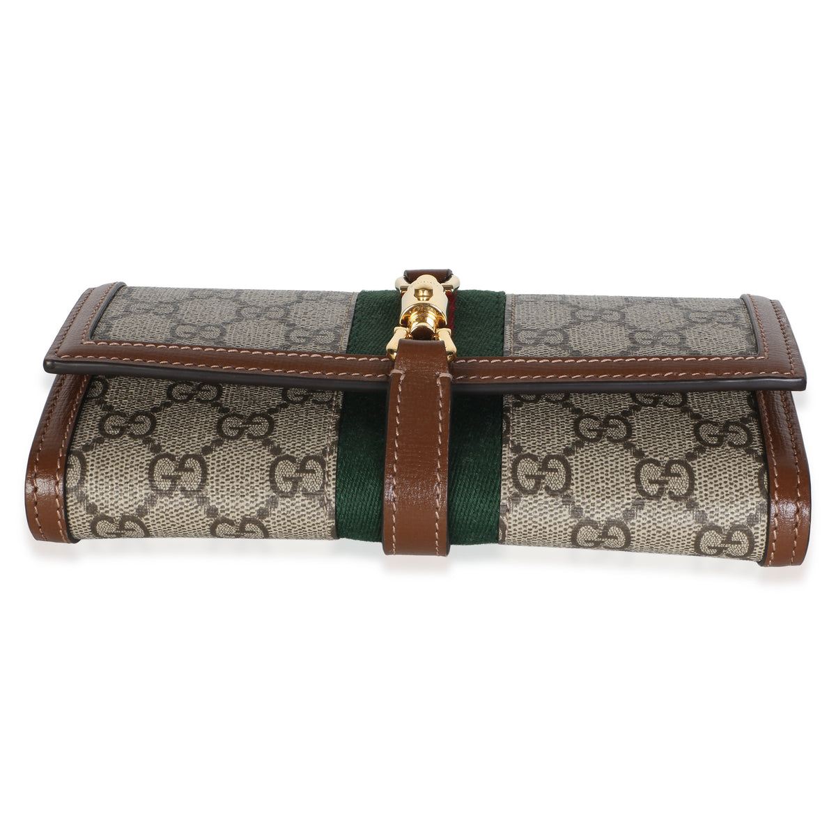 Gucci Beige GG Supreme Canvas Azalea Calfskin Web Jackie 1961 Chain Wallet Handbag 6