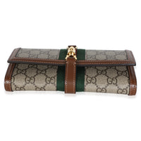 Gucci Beige GG Supreme Canvas Azalea Calfskin Web Jackie 1961 Chain Wallet Handbag 6