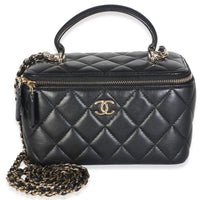 Chanel Black Quilted Lambskin Small Top Handle Vanity Case With Chain Handbag id