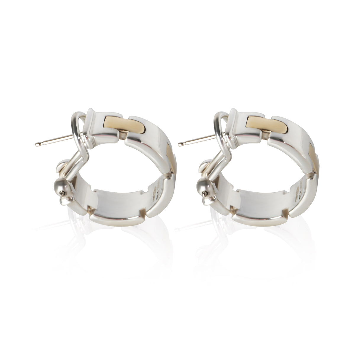 Tiffany & Co. Yellow Gold & Sterling Silver Vintage Flat Link Hoop Earrings 2
