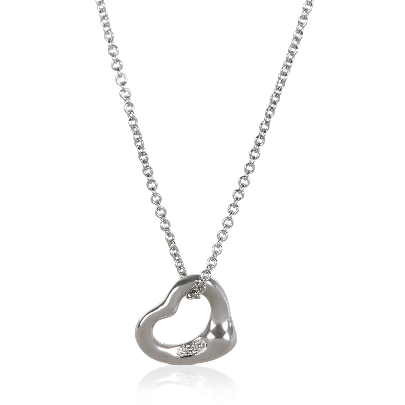 Tiffany & Co. Platinum Diamond Elsa Peretti Open Heart Pendant fv