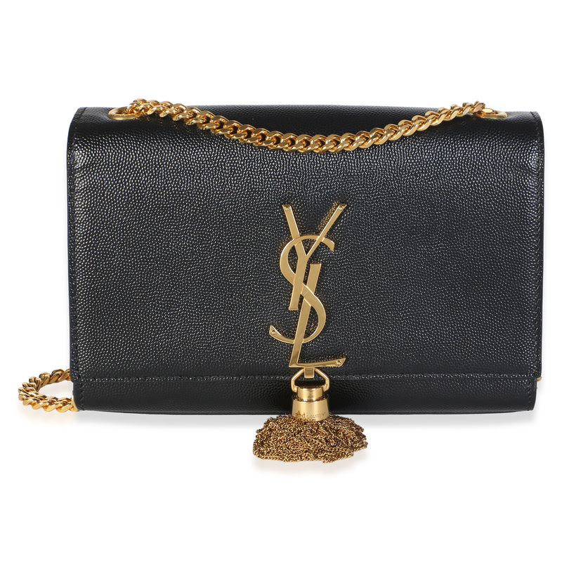 Saint Laurent Black Grain De Poudre Medium Classic Kate Tassel Satchel Handbag fv
