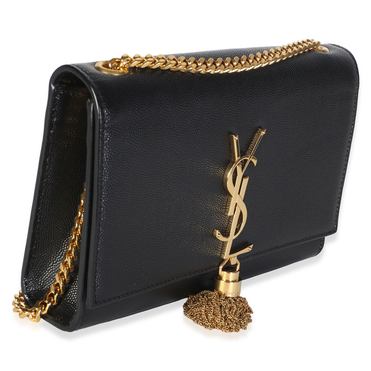 Saint Laurent Black Grain De Poudre Small Classic Kate Tassel Satchel Handbag 3