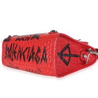 Balenciaga Red Croc Embossed Calfskin Graffiti Classic Hardware Mini City Bag Handbag 6