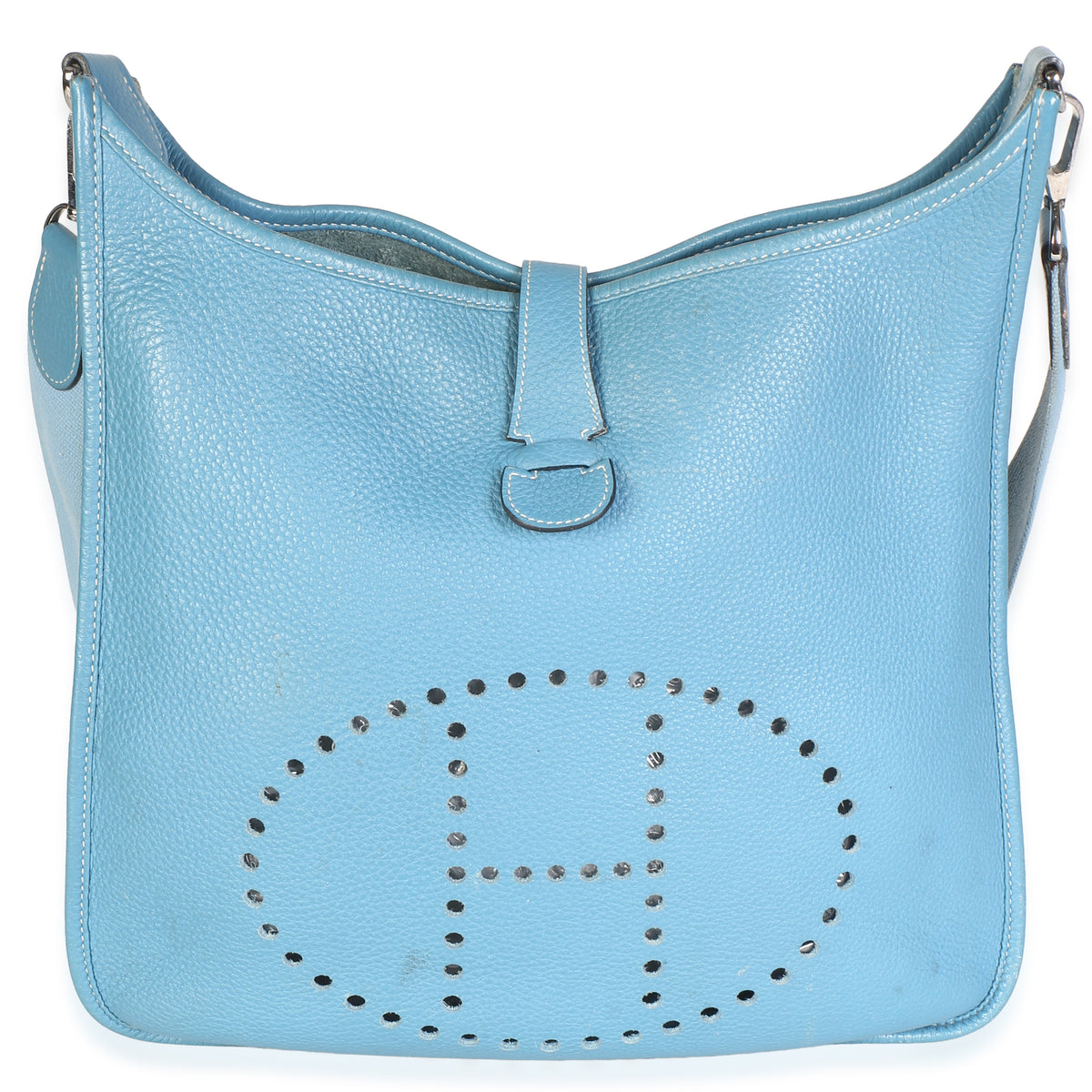 Hermès Bleu Jean Clemence Evelyne III 33 GM PHW Handbag id