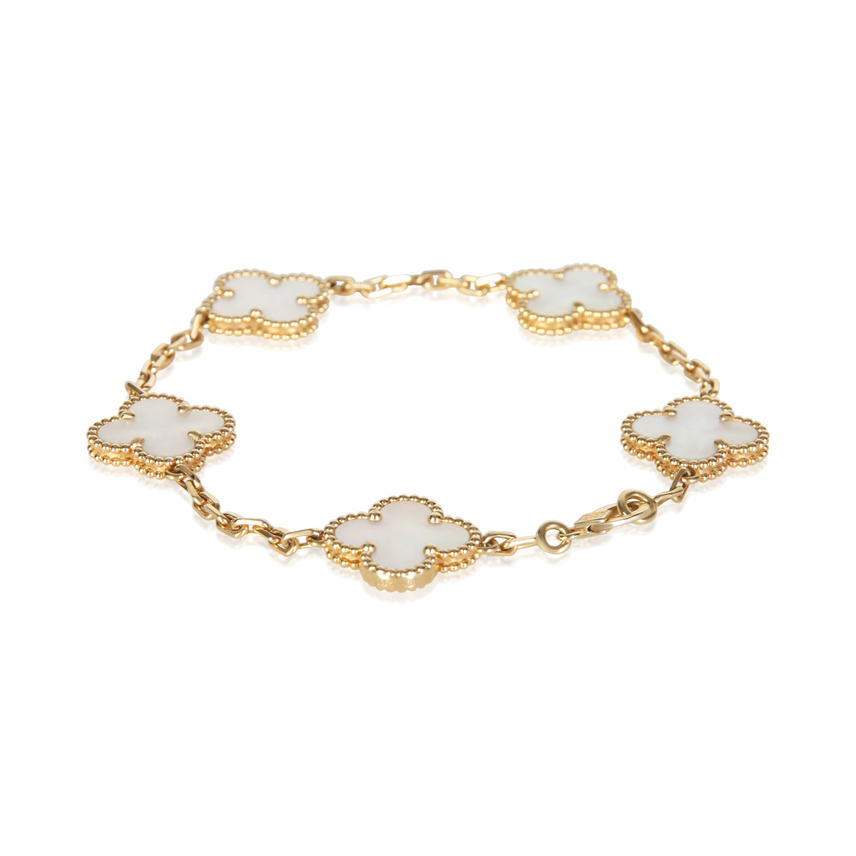 Van Cleef & Arpels Yellow Gold Mother Of Pearl Vintage Alhambra Bracelet 3