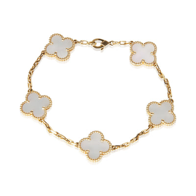 Van Cleef & Arpels Yellow Gold Mother Of Pearl Vintage Alhambra Bracelet fv
