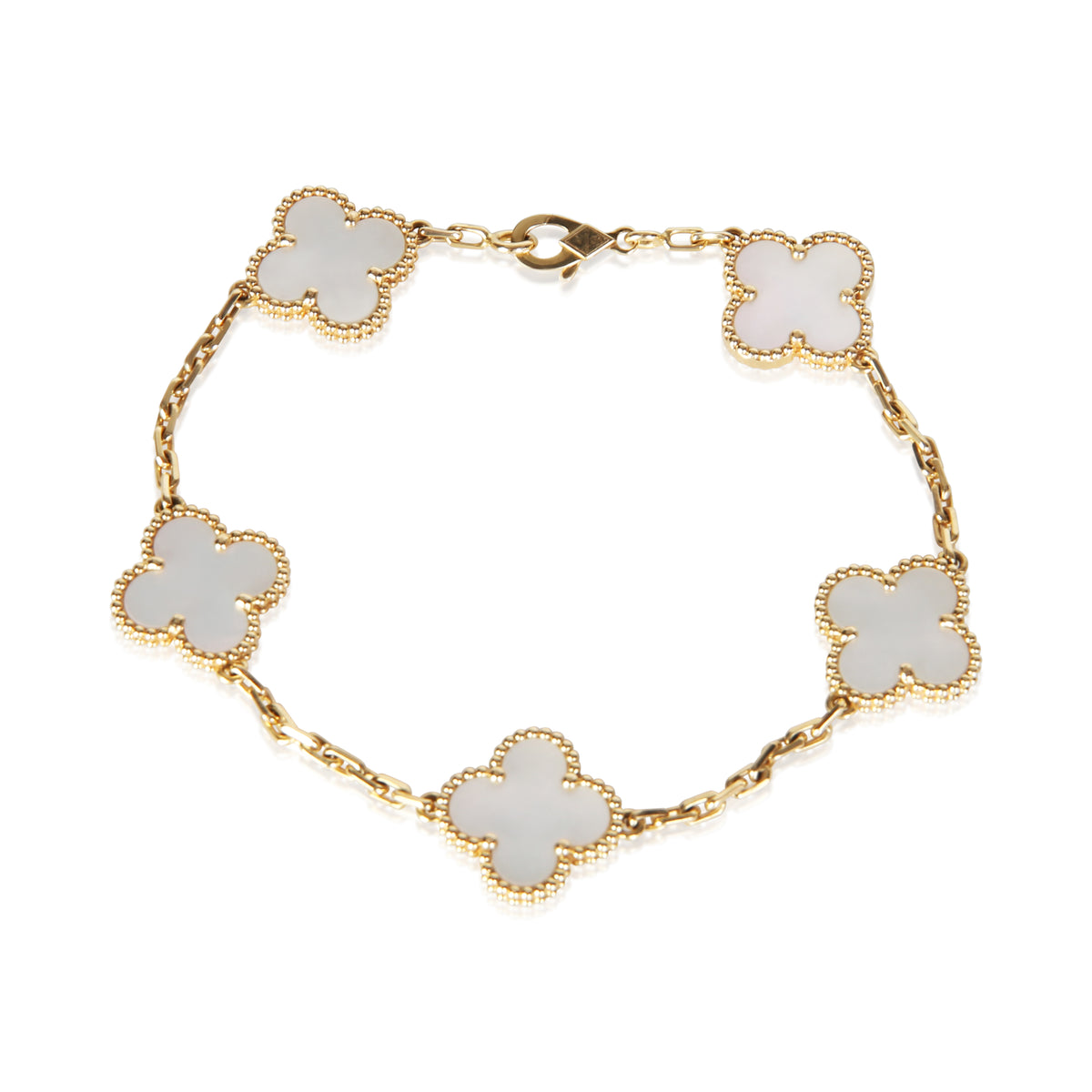 Van Cleef & Arpels Yellow Gold Mother Of Pearl Vintage Alhambra Bracelet fv