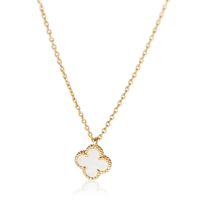 Van Cleef & Arpels Yellow Gold Mother Of Pearl Sweet Alhambra Pendant fv