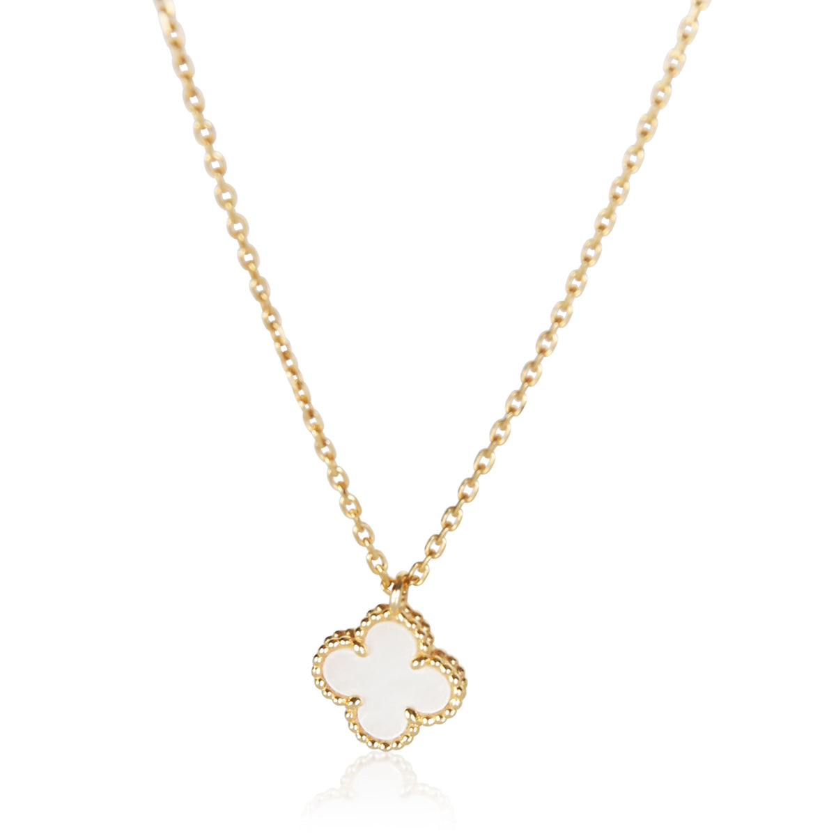 Van Cleef & Arpels Yellow Gold Mother Of Pearl Sweet Alhambra Pendant fv