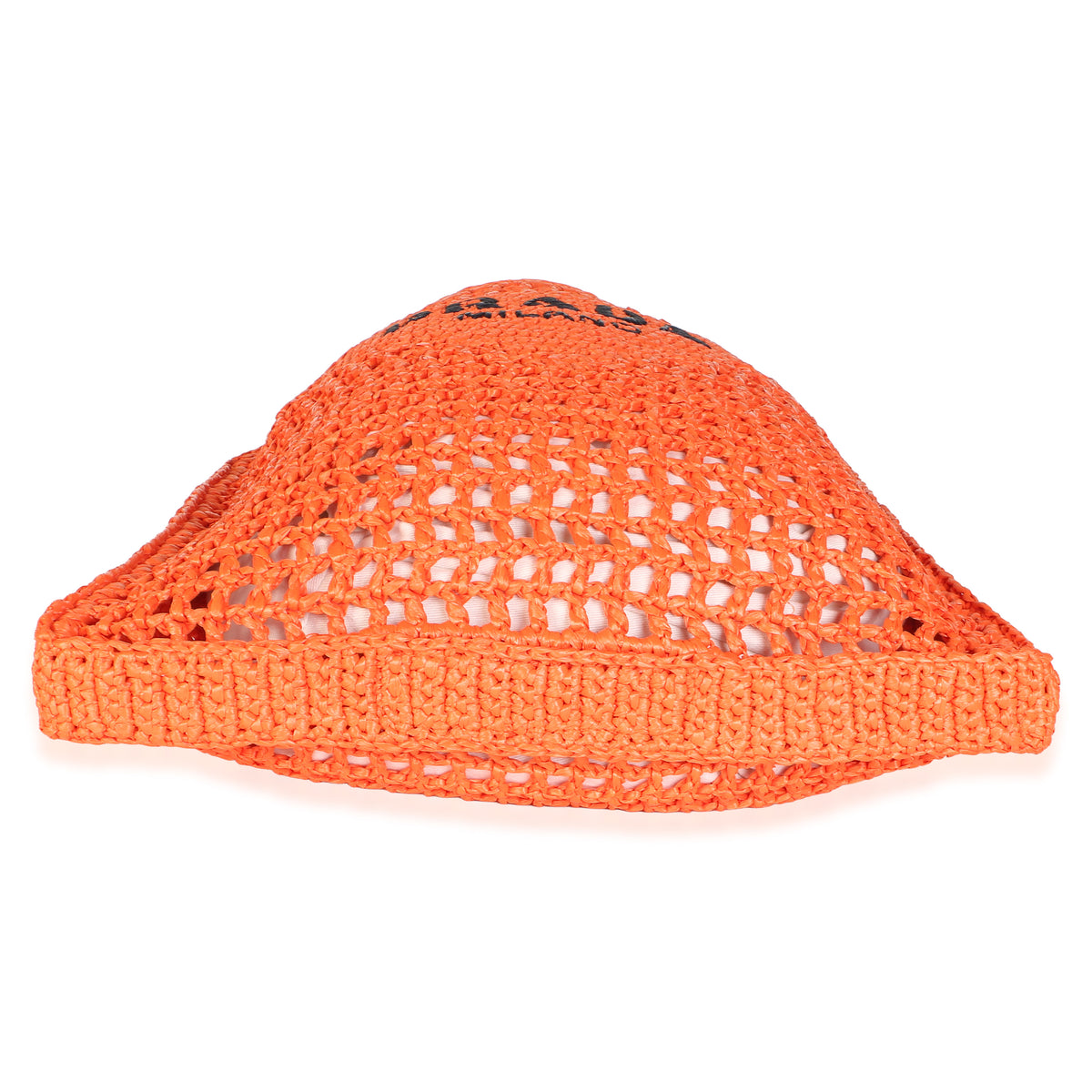 Prada Arancio Yarn Raffia Effect Logo Crochet Tote Handbag 5