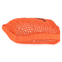 Prada Arancio Yarn Raffia Effect Logo Crochet Tote Handbag 6