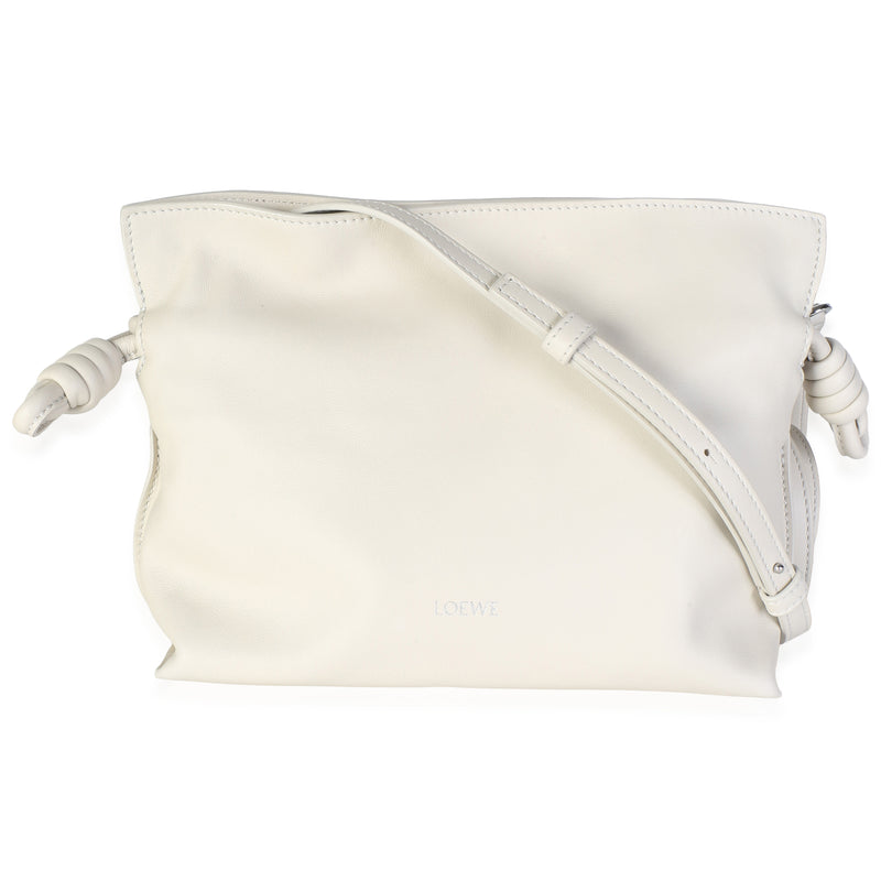 Loewe White Nappa Calfskin Mini Flamenco Clutch Handbag fv