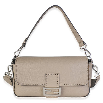 Fendi Tan Roma Selleria Nappa Sintetica Tape Stitch Baguette NM Handbag fv