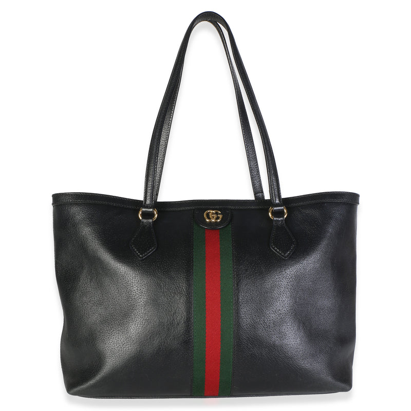 Gucci Black Textured Calfskin Web Medium Ophidia Shopping Tote Handbag id