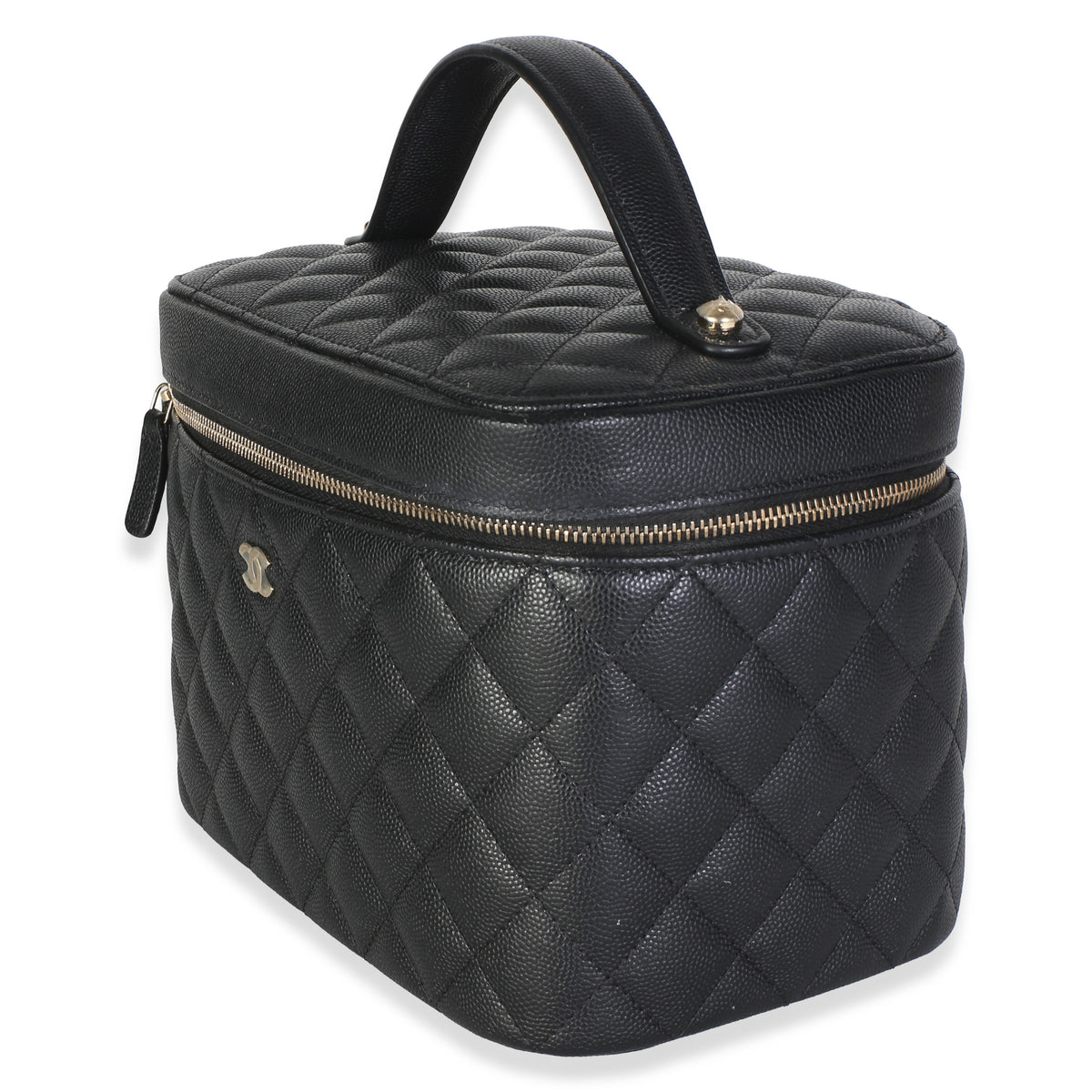 Chanel Black Quilted Caviar Large Vanity Pouch Handbag 2