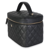 Chanel Black Quilted Caviar Large Vanity Pouch Handbag 2