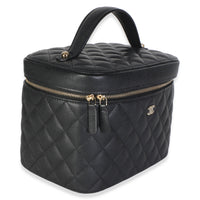 Chanel Black Quilted Caviar Large Vanity Pouch Handbag 3