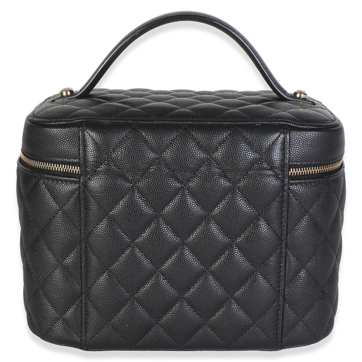 Chanel Black Quilted Caviar Large Vanity Pouch Handbag 4