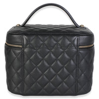 Chanel Black Quilted Caviar Large Vanity Pouch Handbag 4