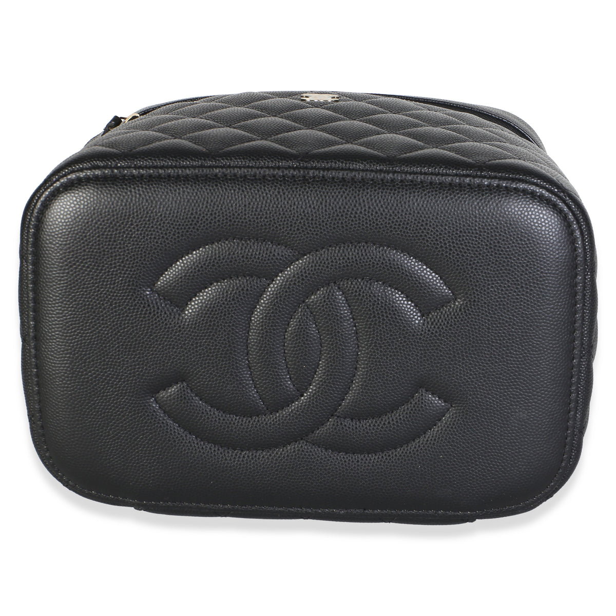 Chanel Black Quilted Caviar Large Vanity Pouch Handbag 5
