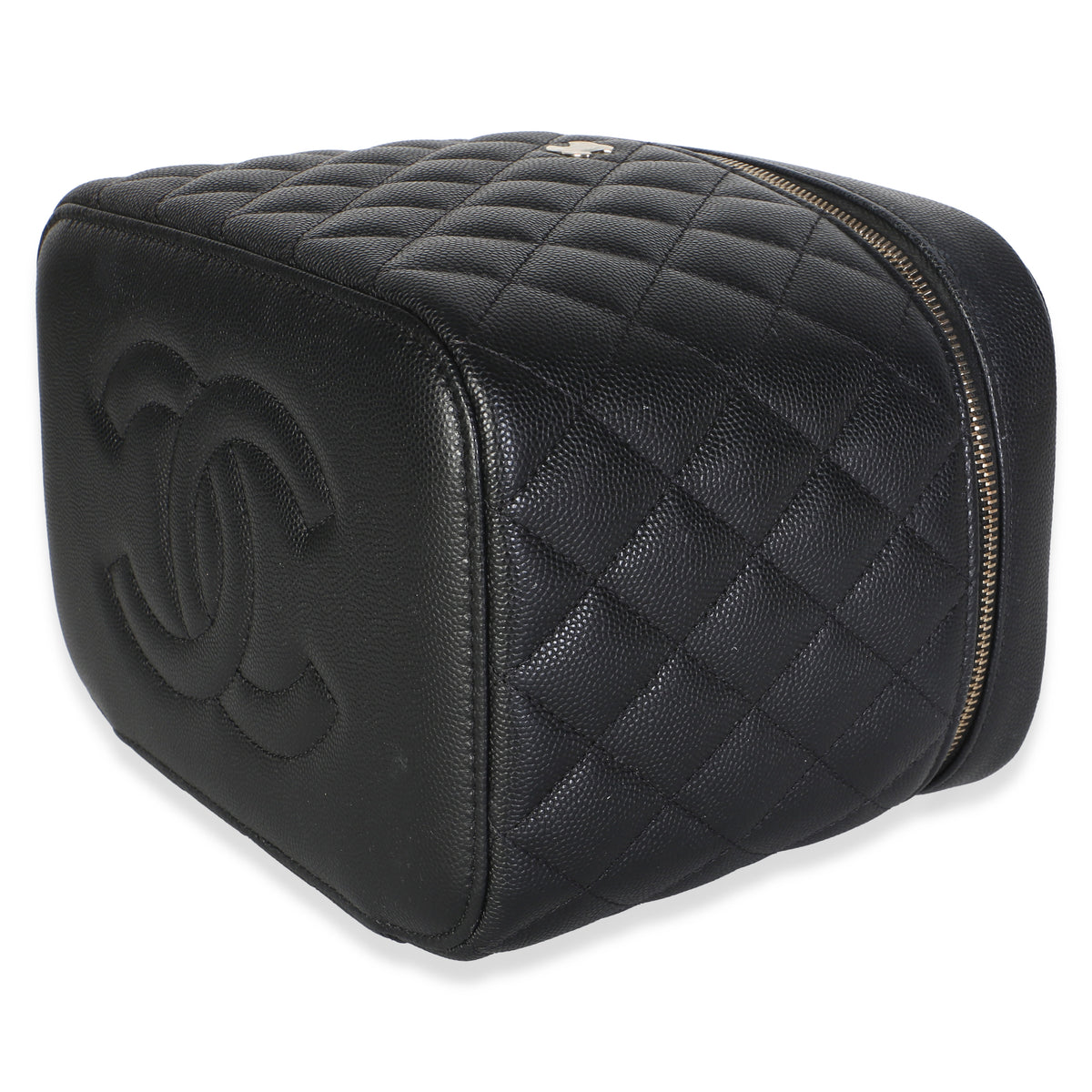Chanel Black Quilted Caviar Large Vanity Pouch Handbag 6