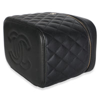 Chanel Black Quilted Caviar Large Vanity Pouch Handbag 6